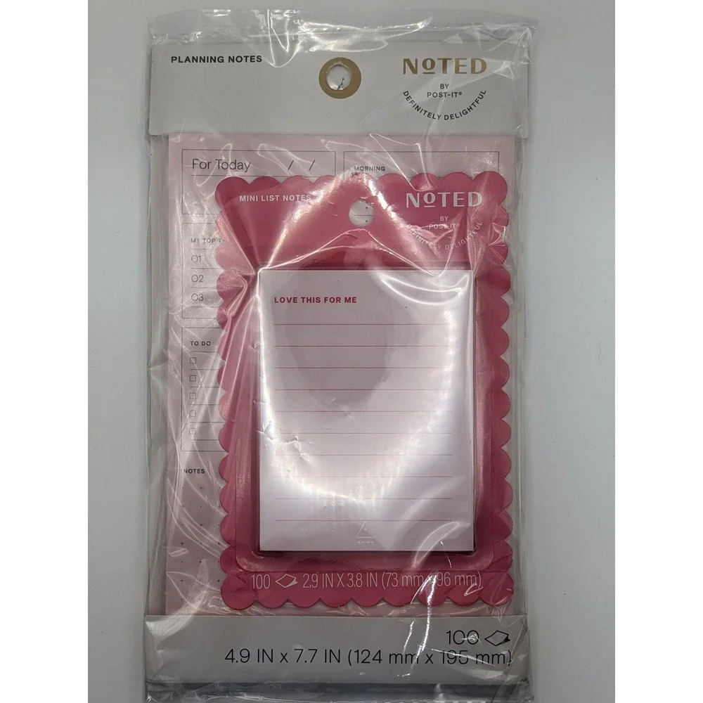 Noted by Post-it Pink Daily Planning Notes and Mini List Pad Set 2pk NEW